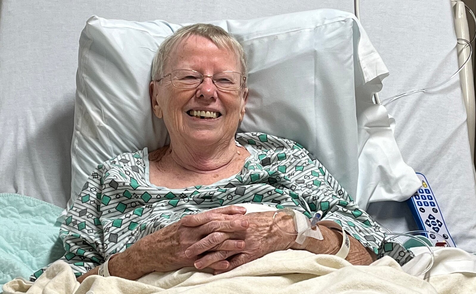 Judy Logan after oral cancer treatment. 