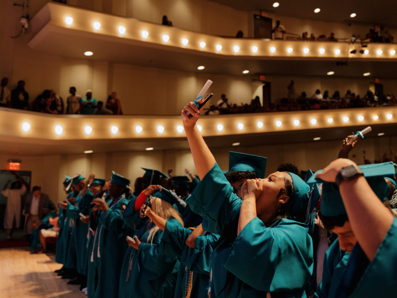 The Class of ’24 students from Flint Accelerated Learning Academy and Southwestern Classical Academy are all smiles at graduation on June 4, 2024.