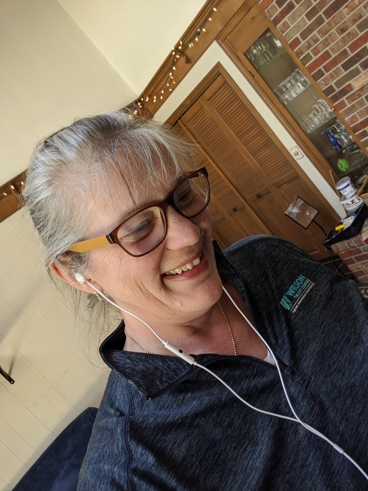 Tri-County Office on Aging volunteer LaVendee Fulton makes a friendly reassurance call from her home.