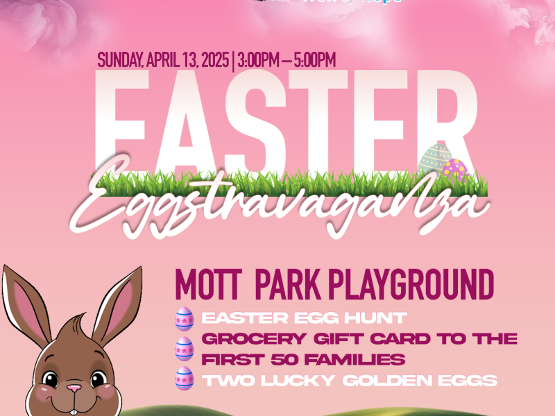 Well of Hope and Randy Wise Chevrolet are hosting a free Easter EGGstravaganza for Flint families on Sunday, April 13, from 3 to 5 p.m. at Mott Park Playground. 