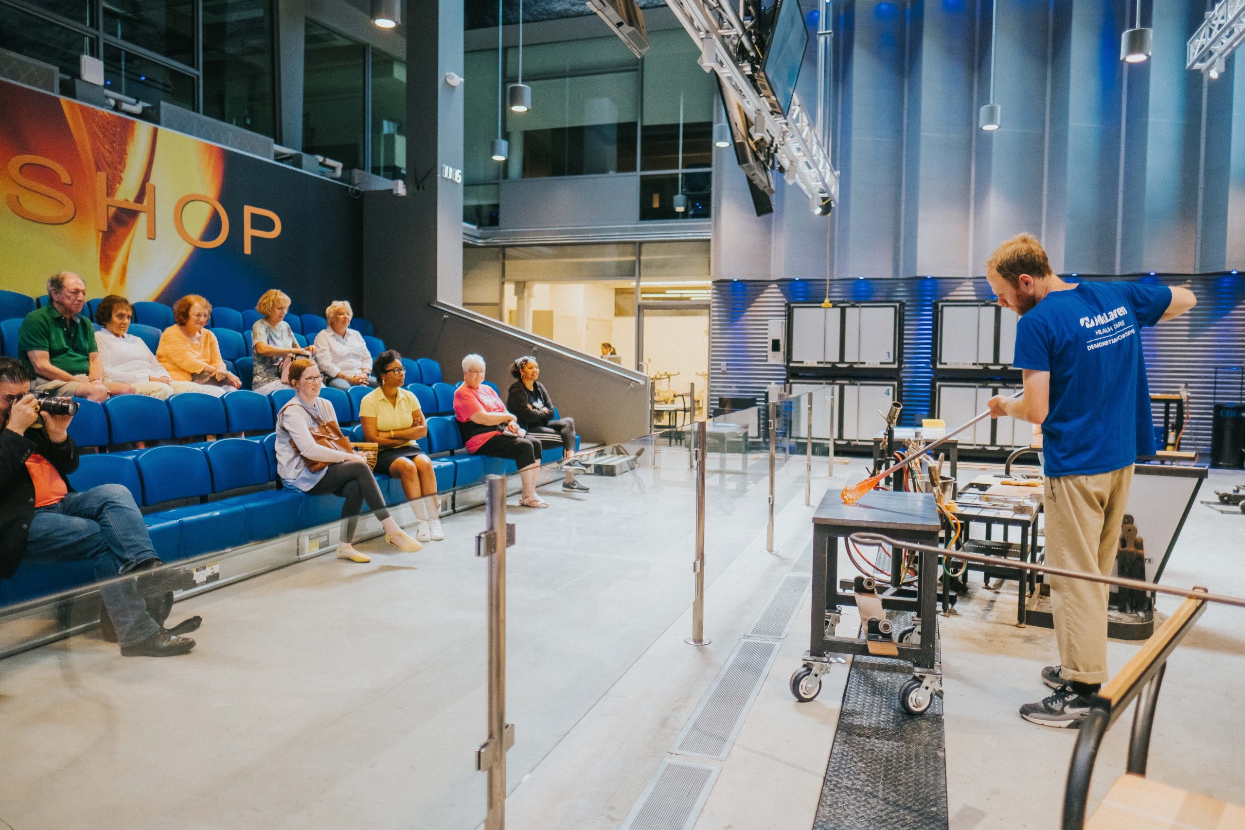 Glassblowing demonstrations at the Flint Institute of Arts.