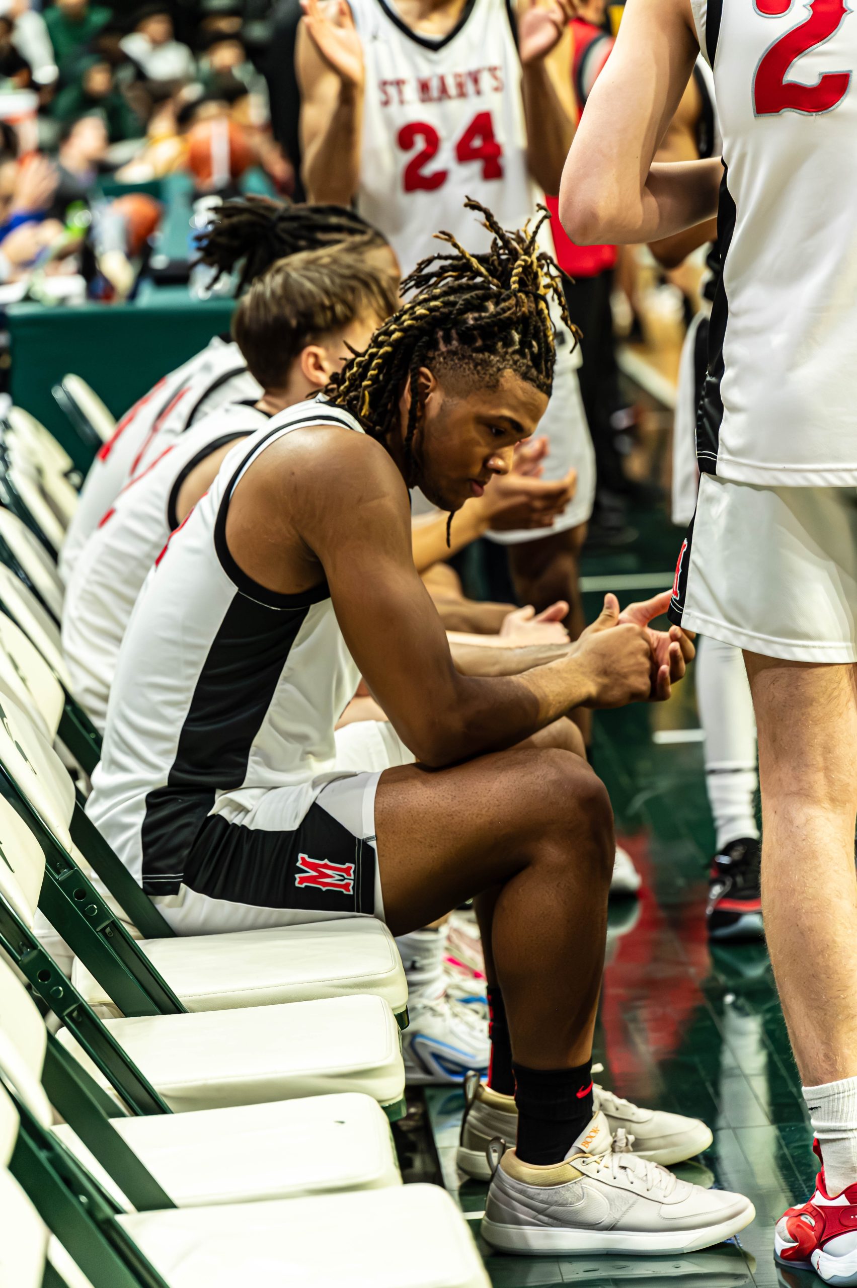 Trey McKenney waits for his name to be called during the state championship game against North Farmington. (Ray Gray | Flintside.com)
