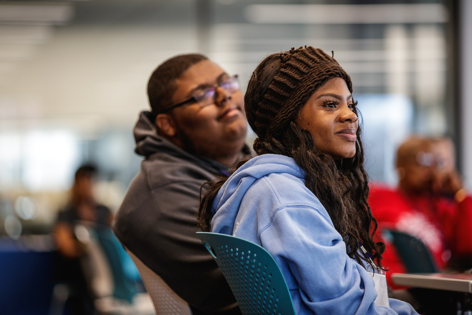 Southwestern high school students listen in as community elders share their tear-jerking stories on Dec. 8, 2023. (Jenifer Veloso | Flintside.com)