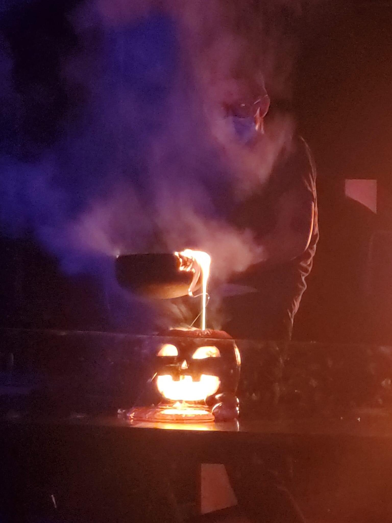 A haunting hot shop demonstration from last year's 'Artful Halloween.'