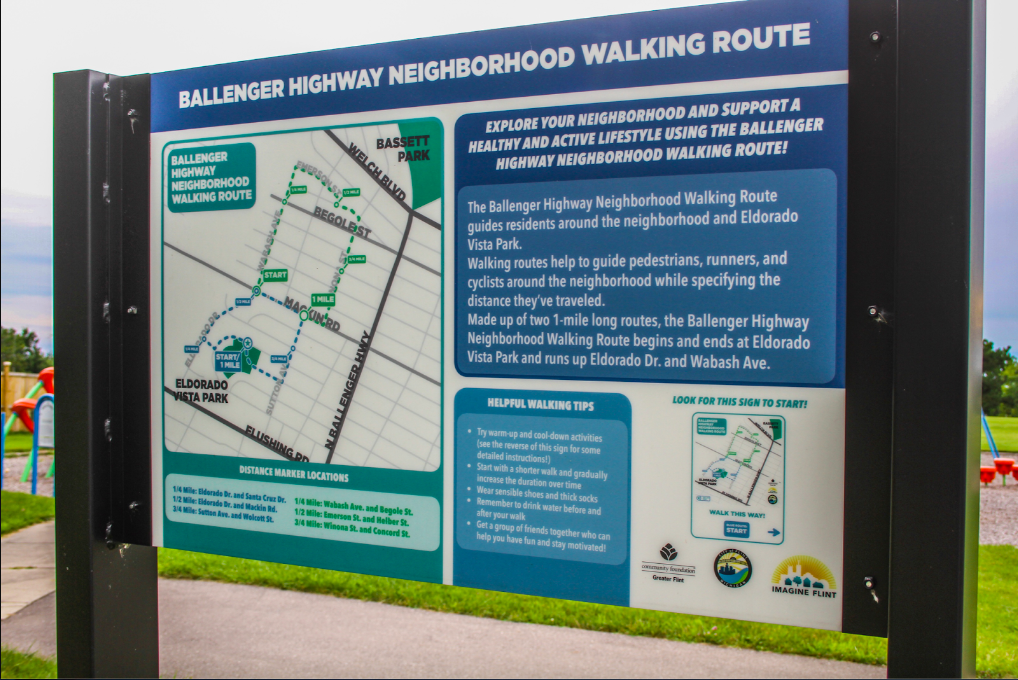 Two one-mile walking routes allow Ballenger Hwy Neighborhood residents to get fit and see the sights. (Xzavier Simon | Flintside)