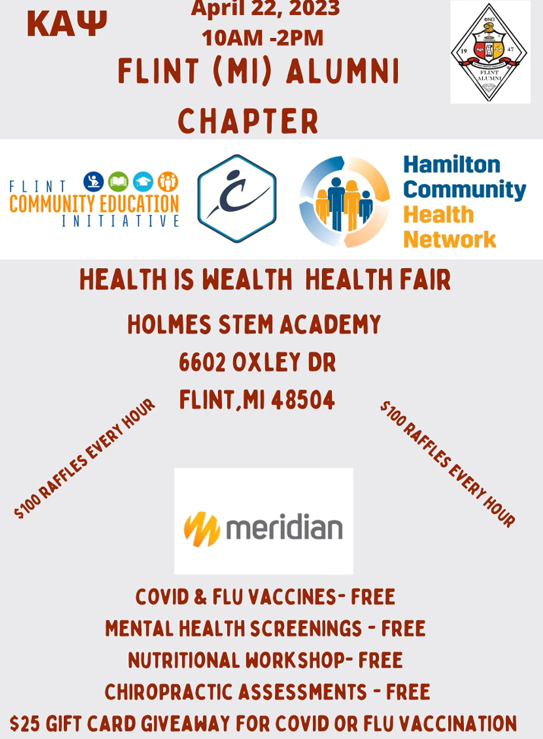 Promotional flier for the 'Health is Wealth' community health fair. 