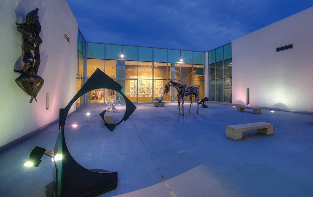The Hurand Sculpture Courtyard located within the Flint Institute of Arts. 
