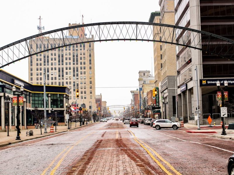 A shot of downtown Flint, Michigan.
