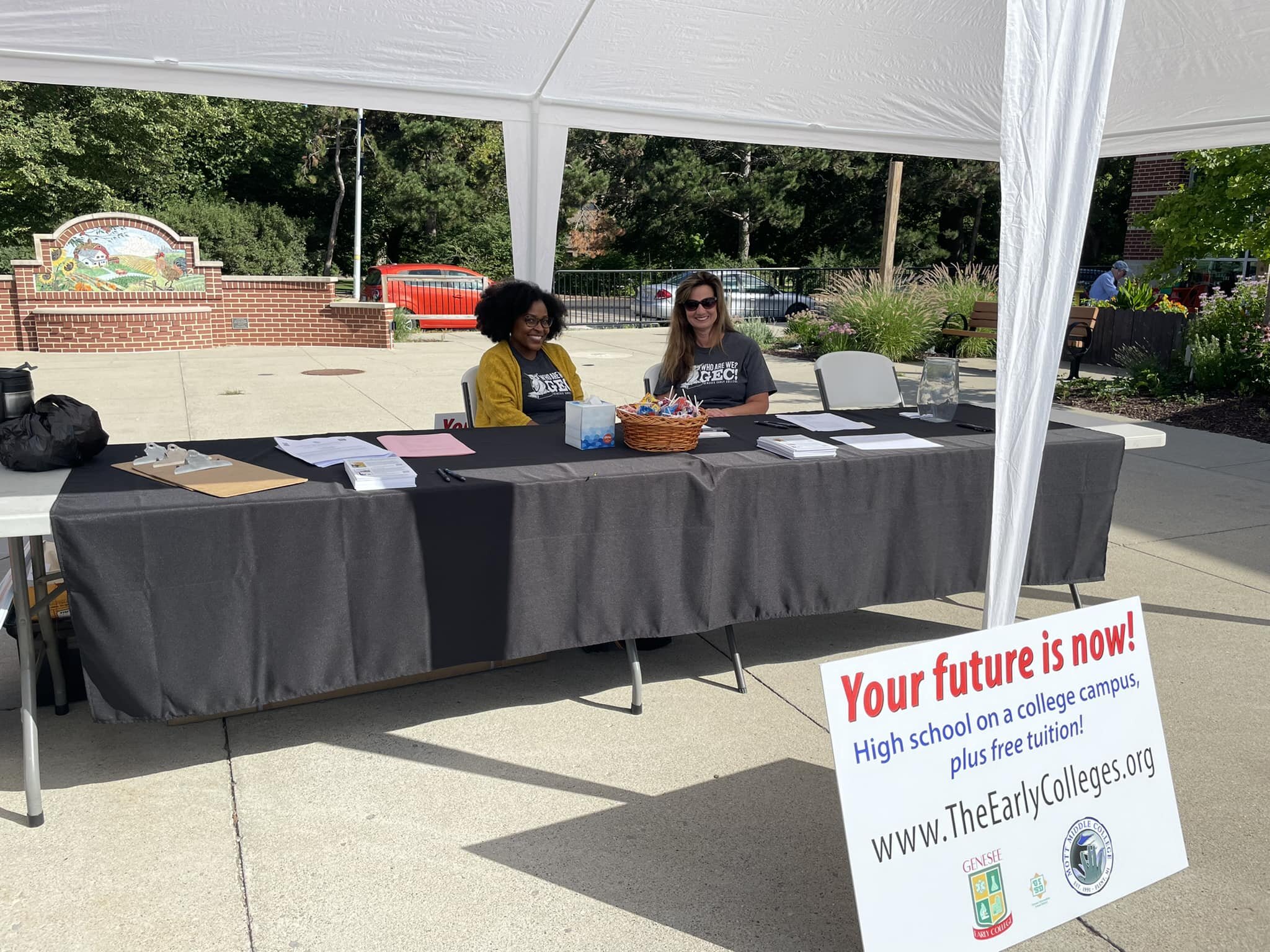 Genesee Early College representatives at a recent open house event at the Flint Farmer's Market.