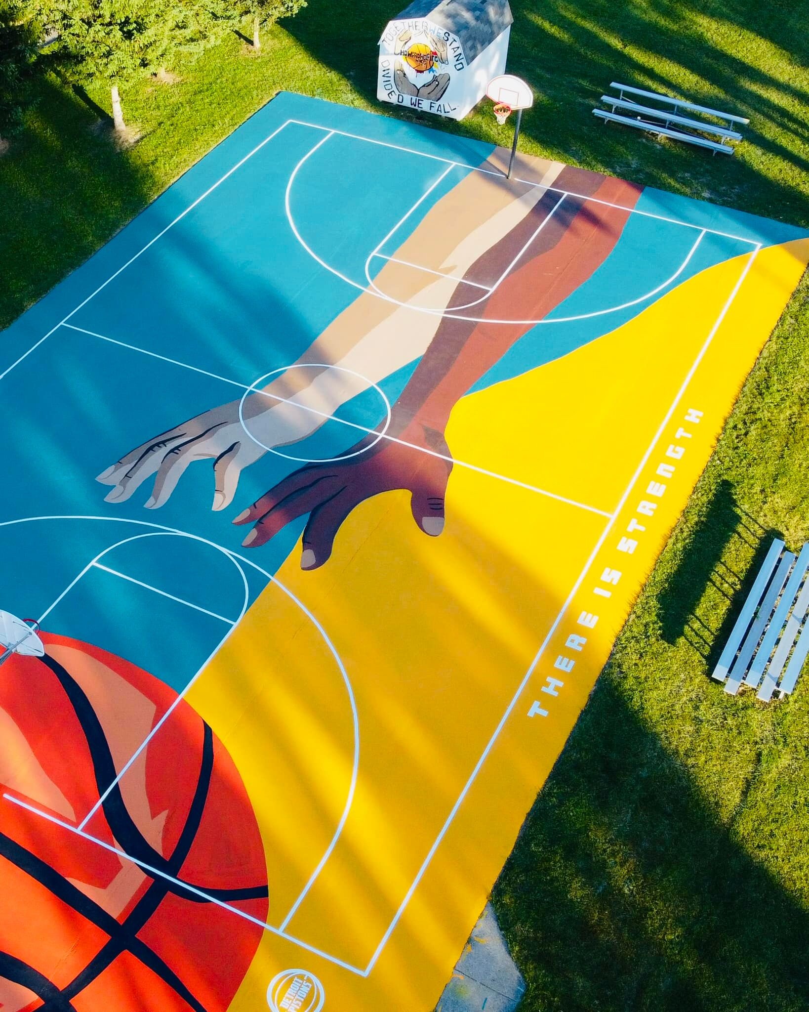 Basketball court mural at Windiate Park in Flint. 