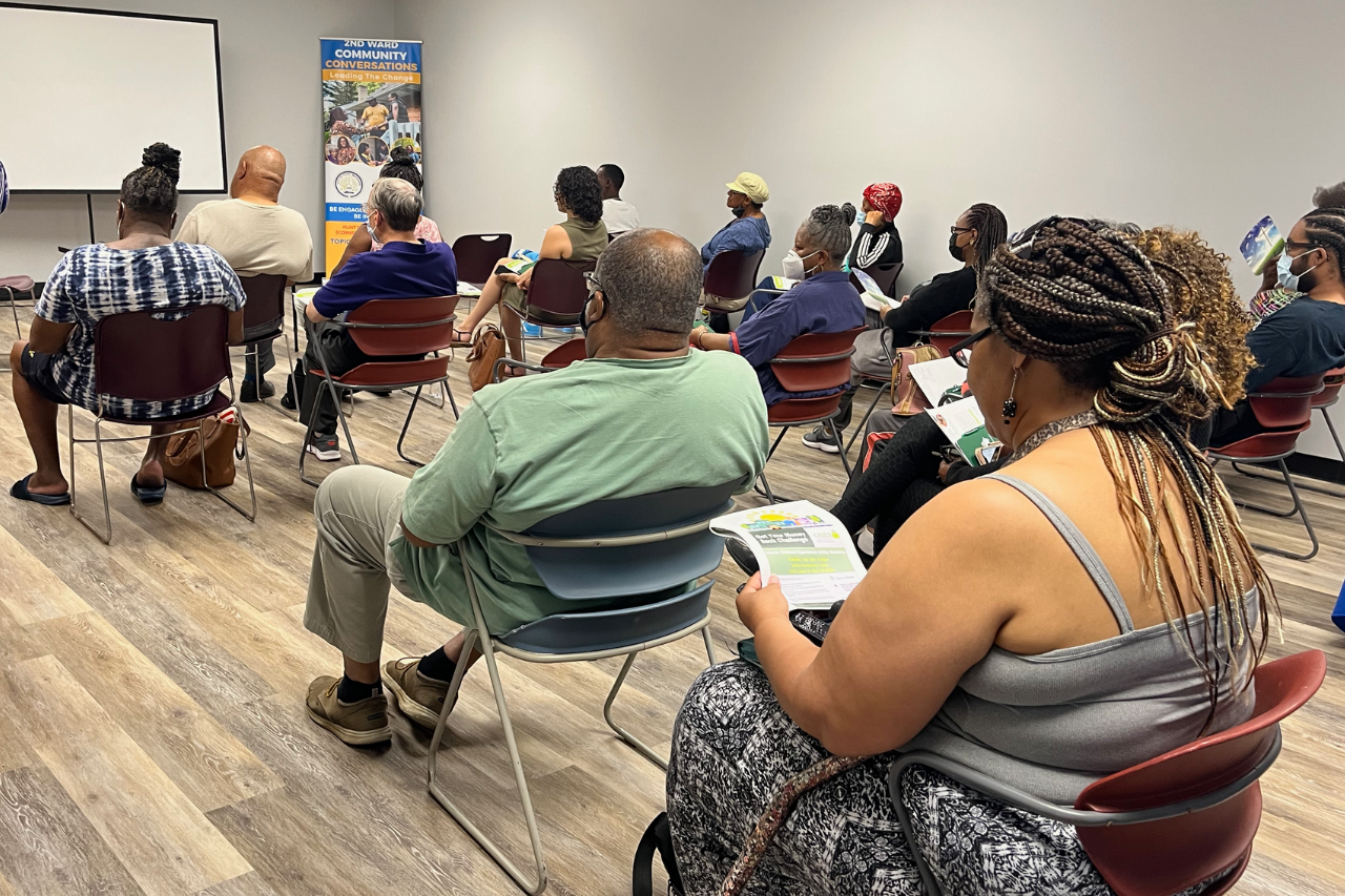 2nd Ward residents learned about a free-swimming program for kids, financial literacy, a community tool shed, and what to expect at the new Sloan Museum of Discovery.