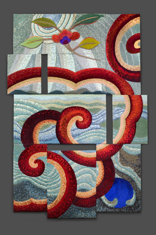 Gerhardt Knodel, American, born 1940 The Journey: Departure, n.d. Mixed textiles 132 x 84 inches. Courtesy of the artist Photo credit: P D Rearik.