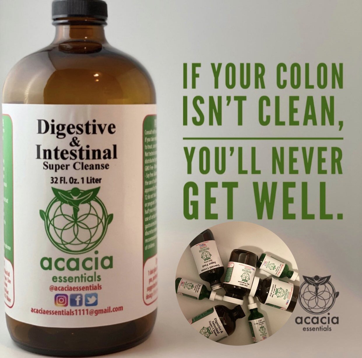 Digestive & Intestinal Super Cleanse, sold exclusively at Acacia Essentials.