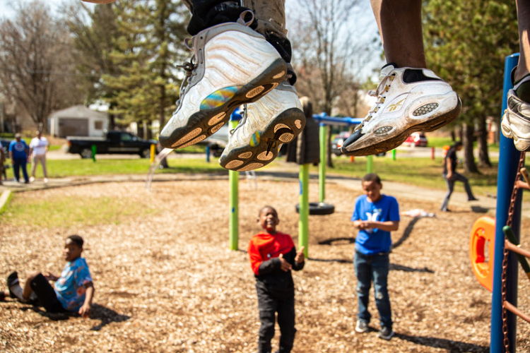 Children enjoying sunshine and friends while at Sarvis Park