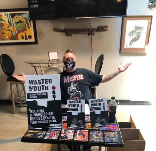 John P. Ribner at the book signing for "Wasted Youth: A Flint Punk Rock Memoir." His next book signing will be on December 3rd at Flint Local 432.