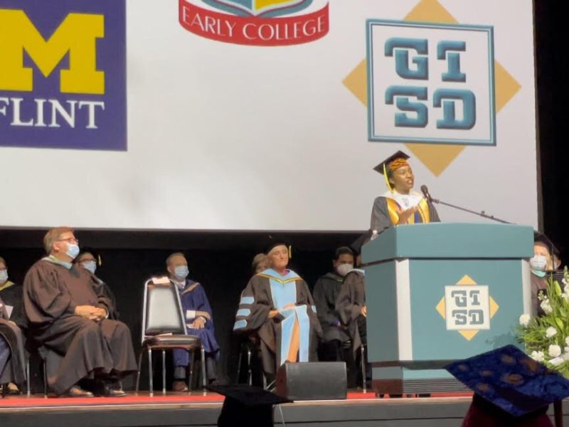 Anne-Marie Atanga incorporated music into her graduation speech for Genesee Early College.