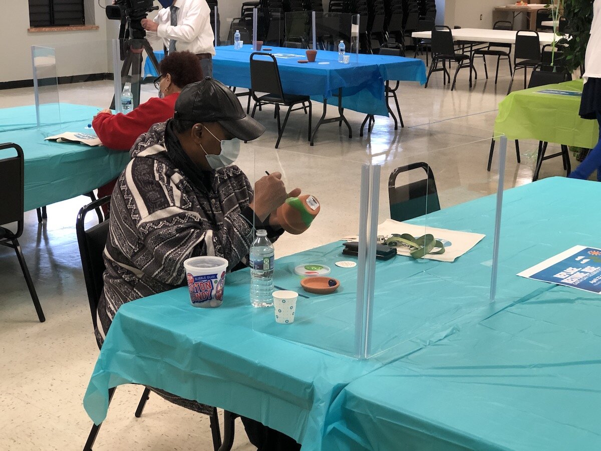 Seniors participated in an Earth Day gardening activity at Hasselbring Senior Center last week.