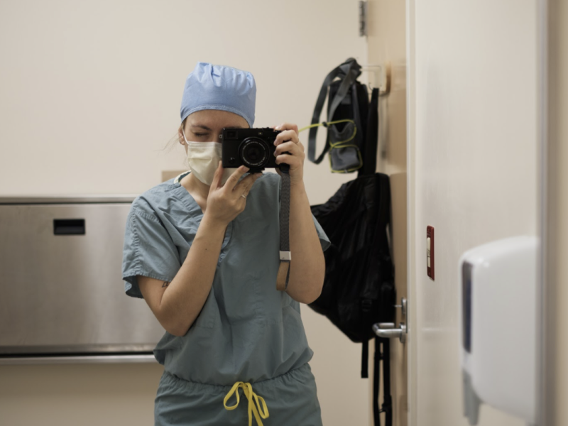 A picture I took of myself before one of my shifts working in the COVID-19 dedicated intensive care unit at the University of Michigan.