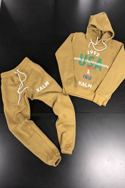 Kalm's hoodie tracksuits retail for $155. Visit their online store to view the whole collection.