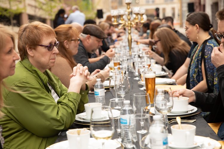 Dinner was served family style with catering provided by local chefs Tony Vu, owner of MaMang restaurant in the Flint Farmers' Market, and Therman Sisco, owner of Sisco's Catering.