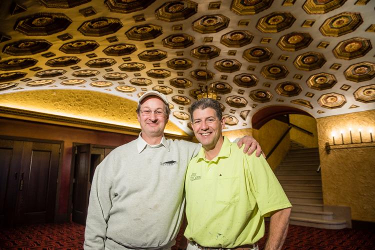 Richard Lipp created the plaster designs and Joe Katrinic, Jr., lead painting efforts to restore the Capitol Theatre in downtown Flint.