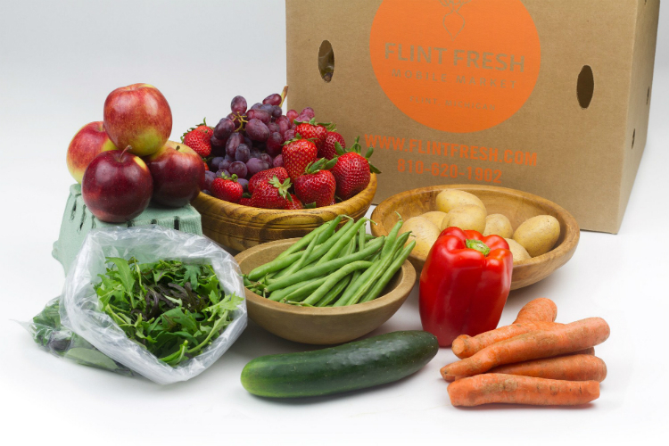 An example of a large farmer's pick box available for home delivery in Flint. Cost: $30.