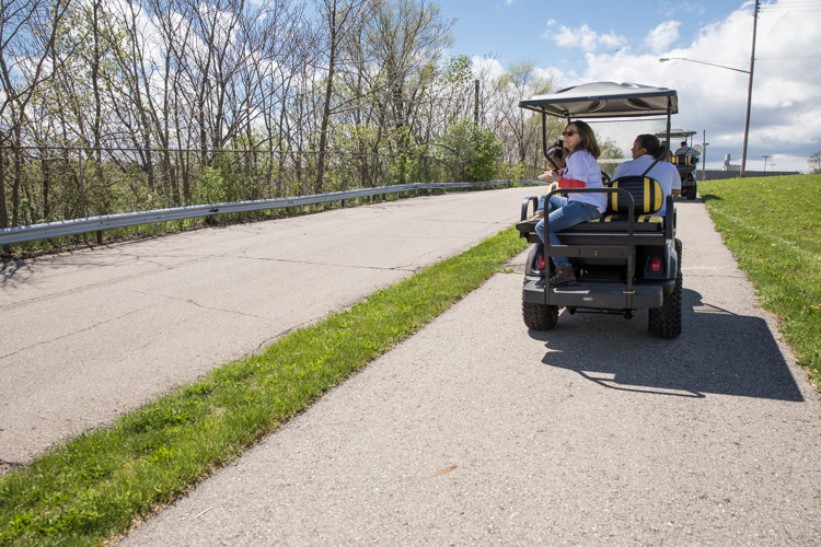 One of two new golf carts patrolling the Flint River Trail as pat of the Urban Safety Corps, an AmeriCorps program operated by the University of Michigan-Flint. 