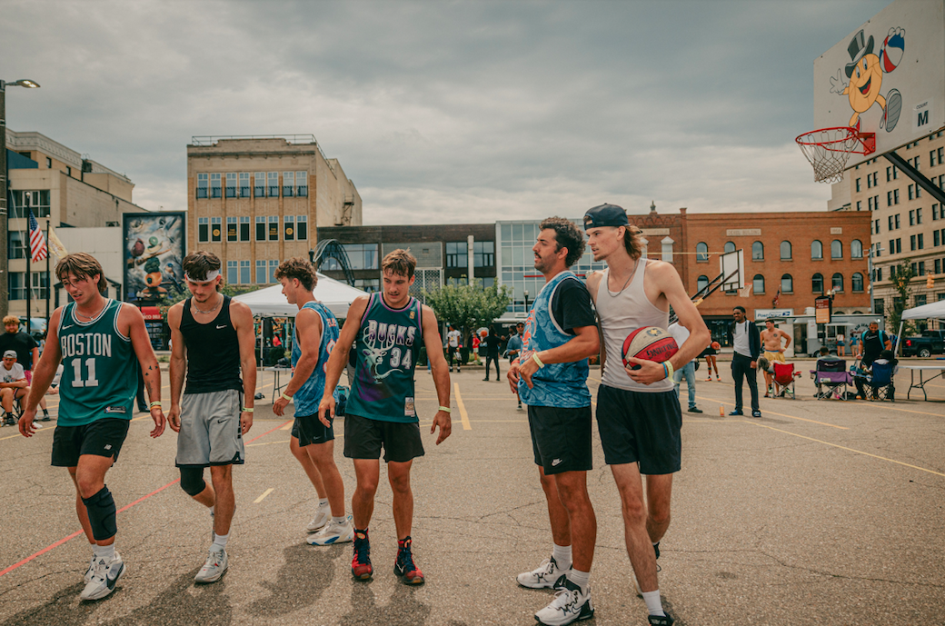 A men's team takes center stage at the Gus Macker tourney on July 27 & 28, 2025. 