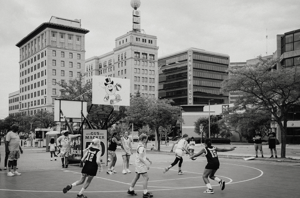 A 3-on-3 matchup is underway at the Gus Macker tournament on July 27 & 28, 2025.