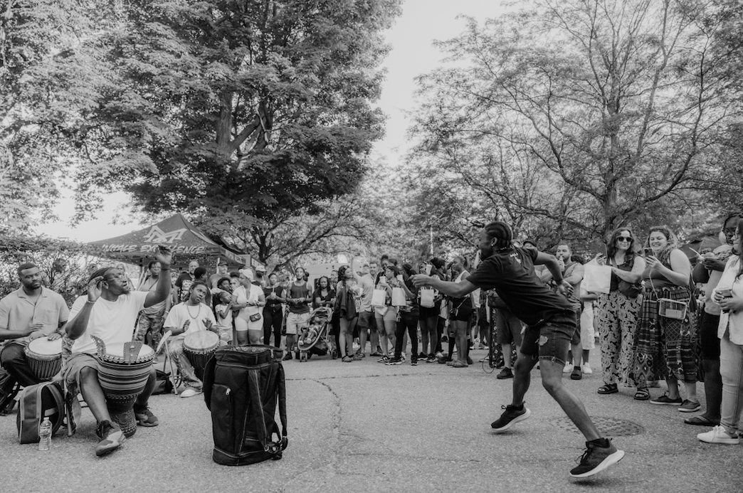 African drums and dancing were on display during Porch Fest on July 18, 2025. 